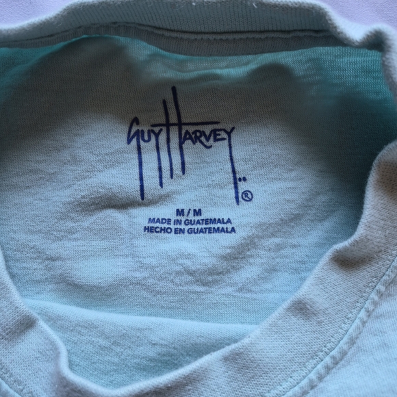 Guy Harvey Swordfish Graphic Pocket Tee Aqua Blue Men’s Medium - Picture 3 of 5